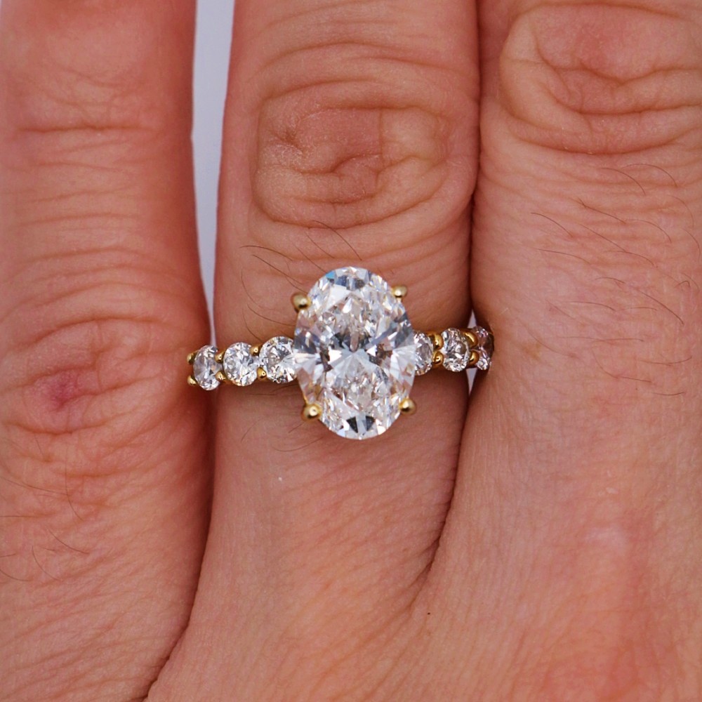 18k gold oval diamond engagement ring handmade