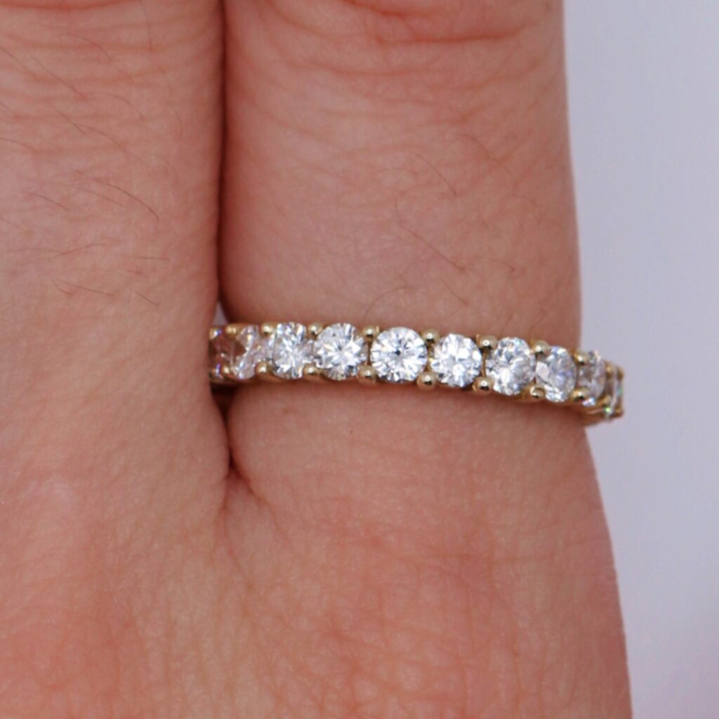 18k yellow gold diamond eternity band handmade 