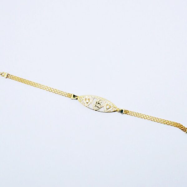 14k yellow gold Quinceanera heart bracelet