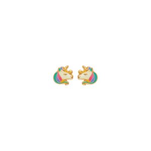 14K yellow gold unicorn stud earrings