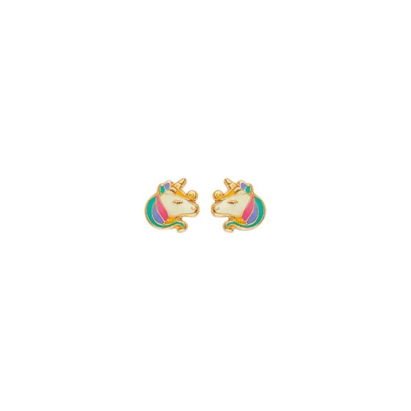 14K yellow gold unicorn stud earrings