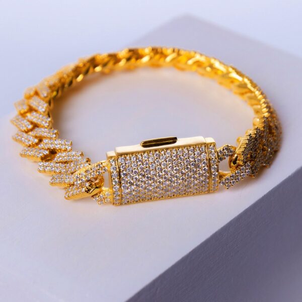 10k yellow gold iced out diamond cuban link bracelet