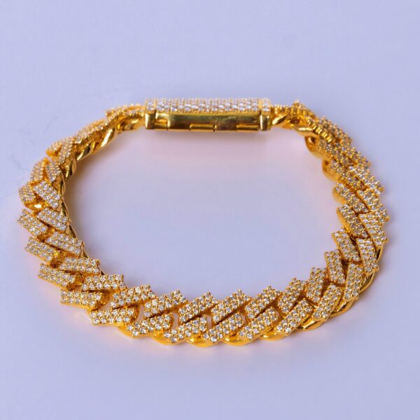 10k yellow gold iced out diamond cuban link bracelet Italian