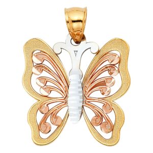 14k gold butterfly pendant