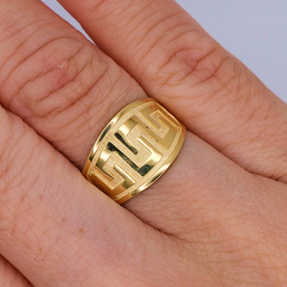 14k Yellow Gold Concave Wide F Band Ring
