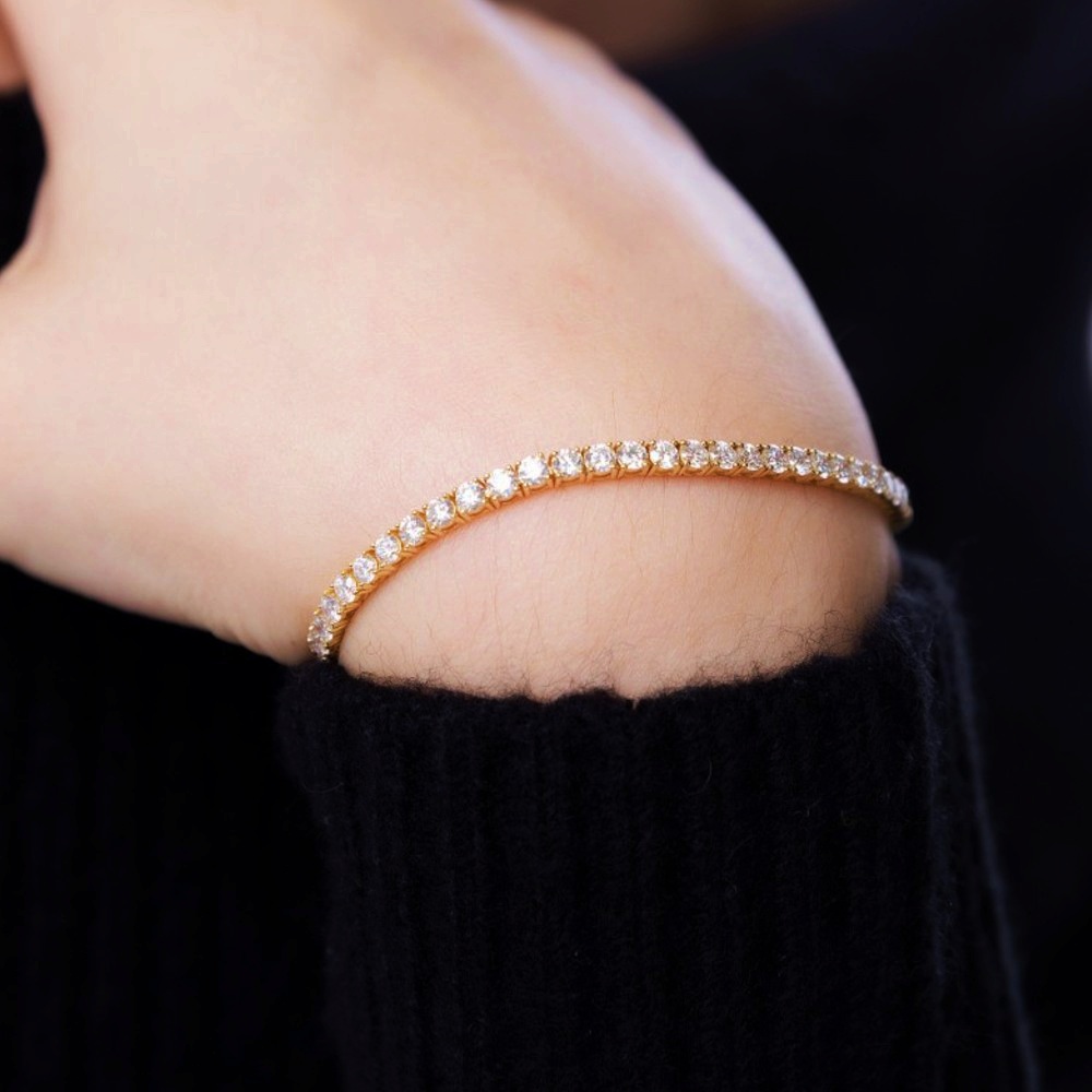 Women’s 14k Yellow Gold Diamond Tennis Bracelet