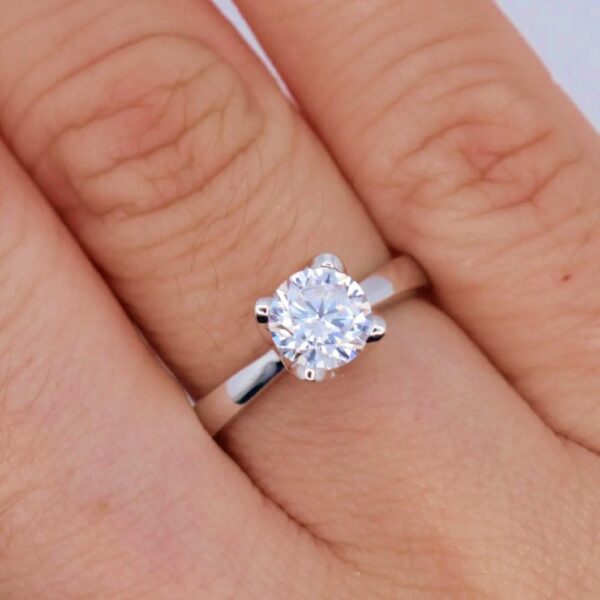 14k white gold engagement ring solitaire cz