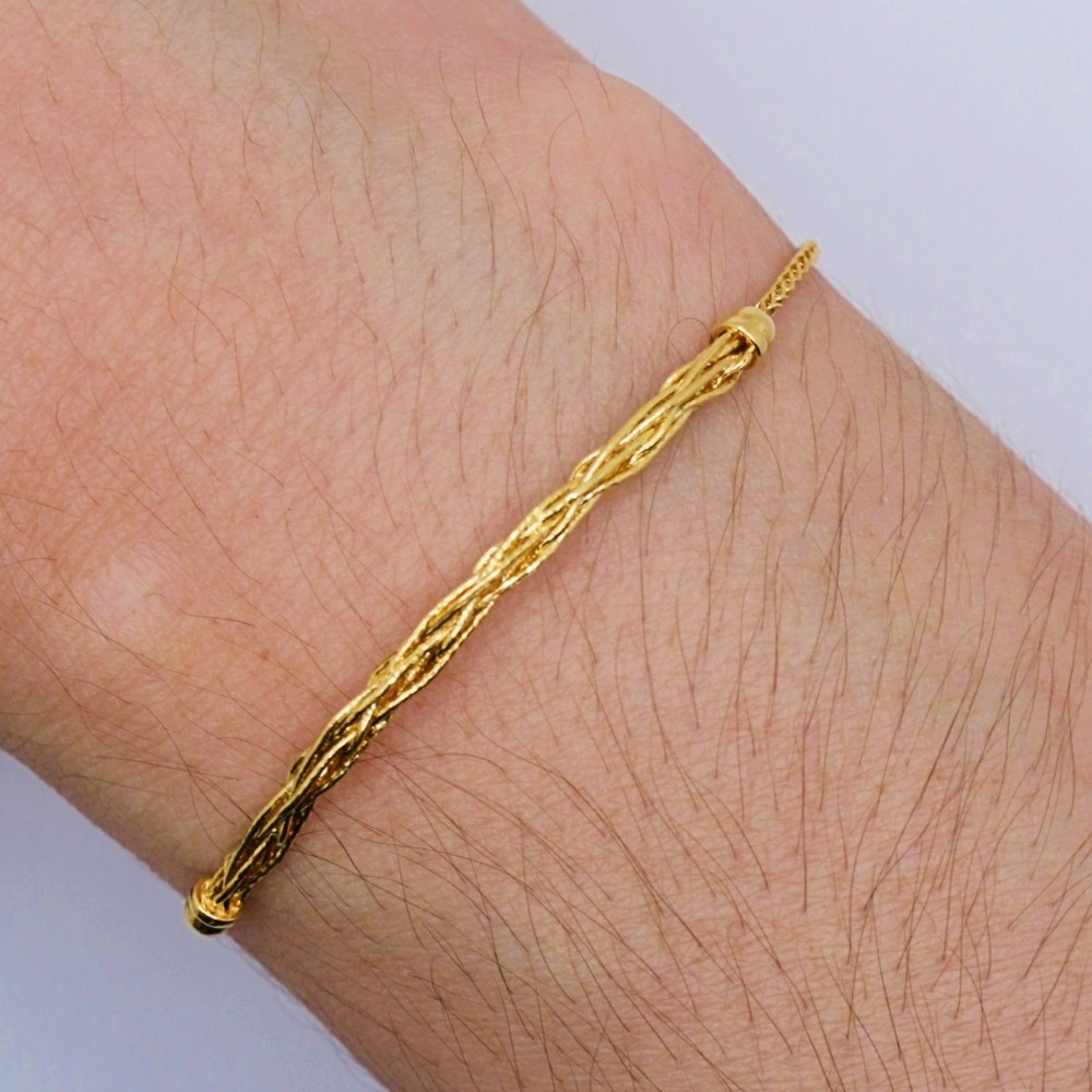 14k Yellow Gold Bar Wheat Friendship Bracelet