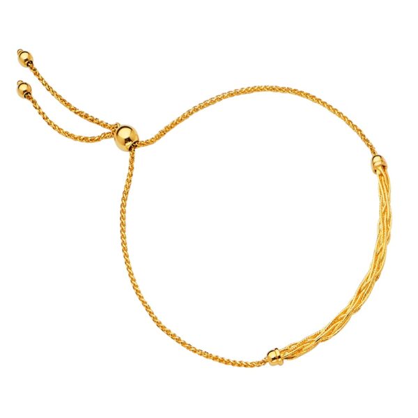 14k Yellow Gold Bar Wheat Friendship Bracelet