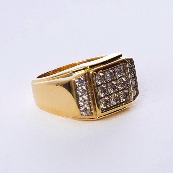 mens 14k yellow gold pave diamond band ring