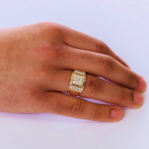 14k yellow gold pave diamond ring for mens