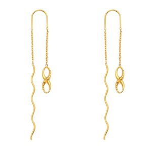 14k yellow gold dangle hanging infinity earrings