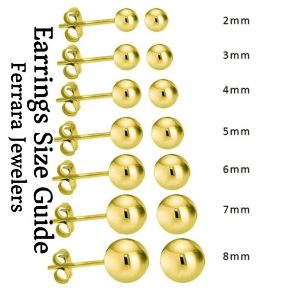 14k yellow gold earrings size guide ball stud