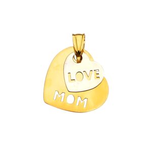 14k gold mom and love pendant