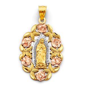 14k 3 gold virgen guadalupe o virgin mary religious pendant