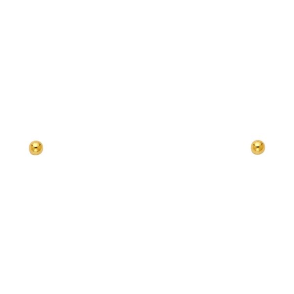 14k yellow gold ball stud earrings 2mm