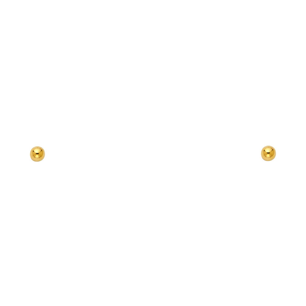 14K Yellow Gold 2mm Ball Stud Earrings