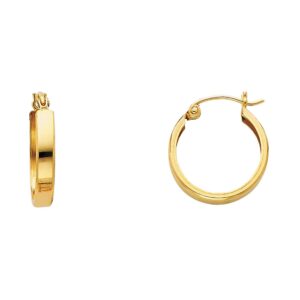 14k yellow gold plain huggies hoop classic earrings