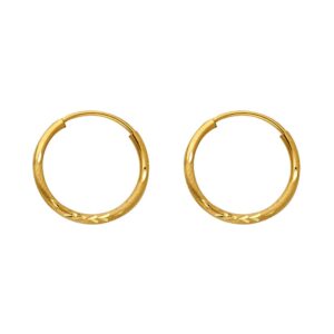 14k yellow gold tube mini hoop huggies earrings