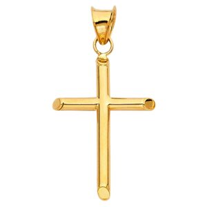 14k Yellow Gold Tube Latin Cross Pendant