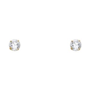 14k Yellow Gold Round Zirconia Stud Earrings