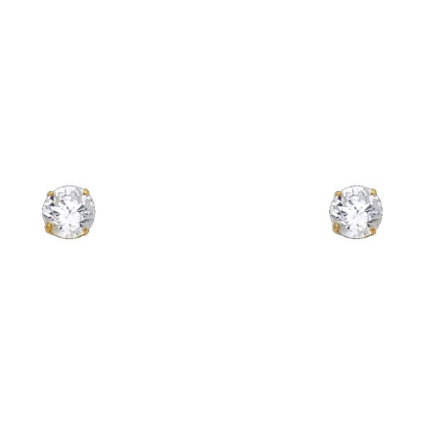 14k Yellow Gold Round Zirconia Stud Earrings