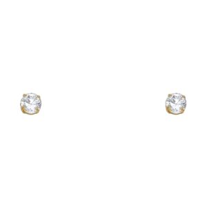 14k Yellow Gold 4MM Round Zirconia Stud Earrings