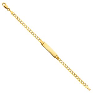 14k yellow gold Diamond Cut cuban link baby id bracelet