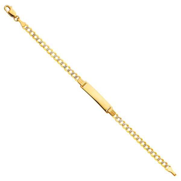 14k yellow gold Diamond Cut cuban link baby id bracelet