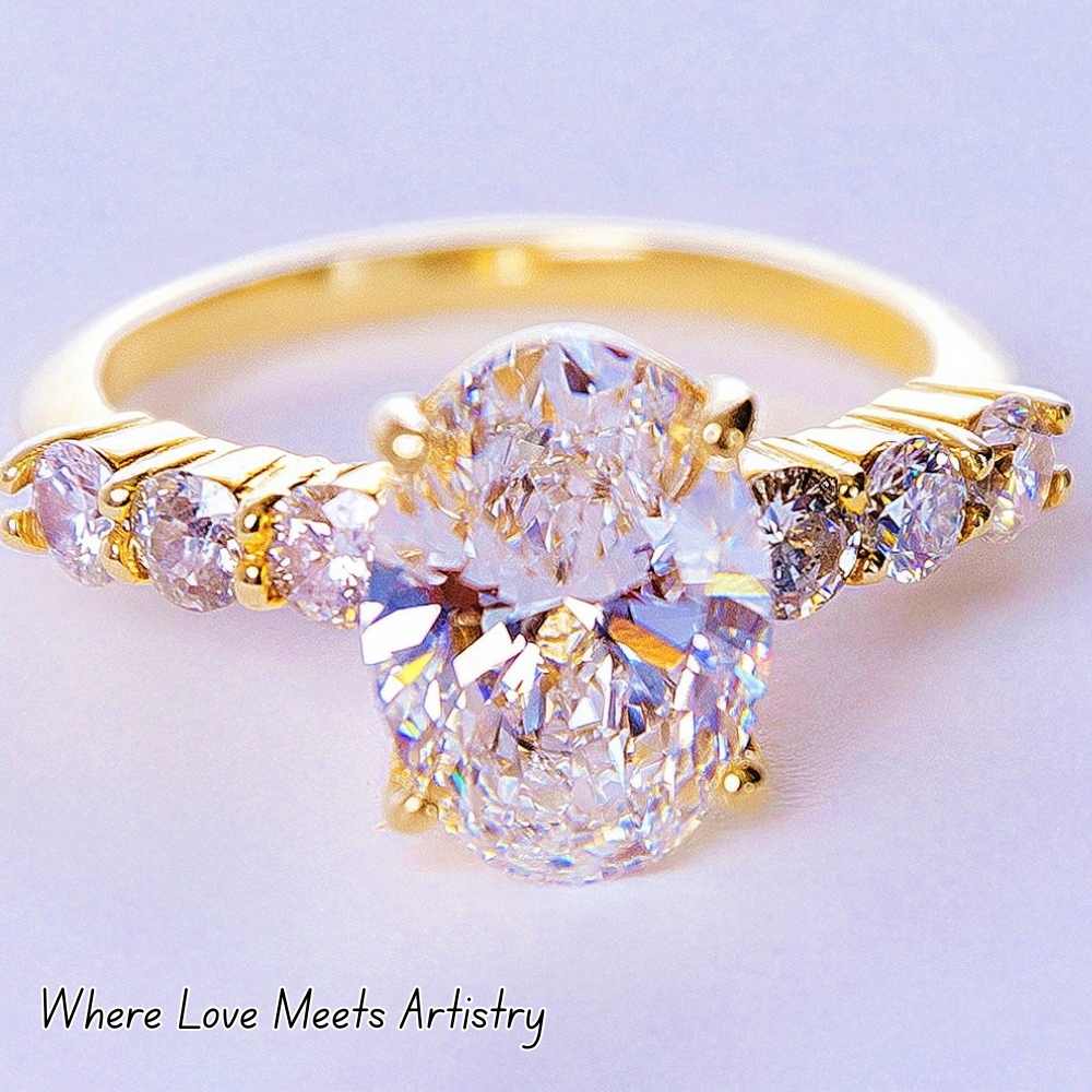 18k yellow gold oval diamond engagement ring 