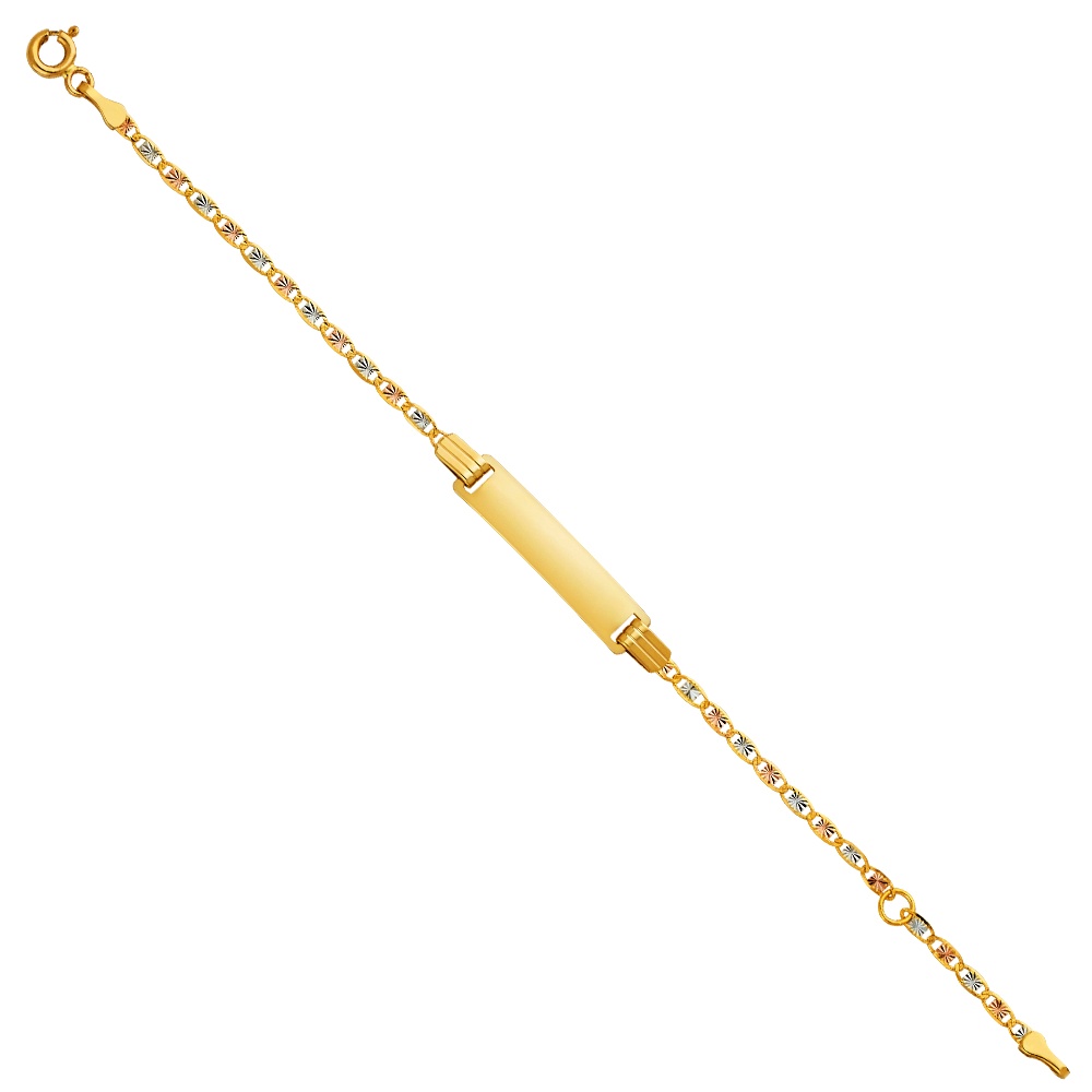 14K Tri-Color Gold Valentino ID Bracelet For Kids