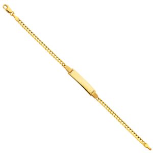 14K Yellow Gold Cuban Link Id Bracelet For Children's