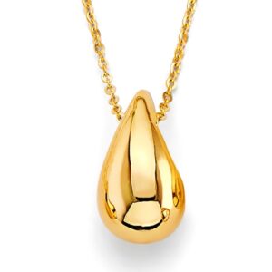 14k Yellow Gold Teardrop Pendant Necklace