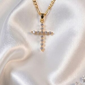 14k Yellow Gold CZ Religious Latin Cross Pendant